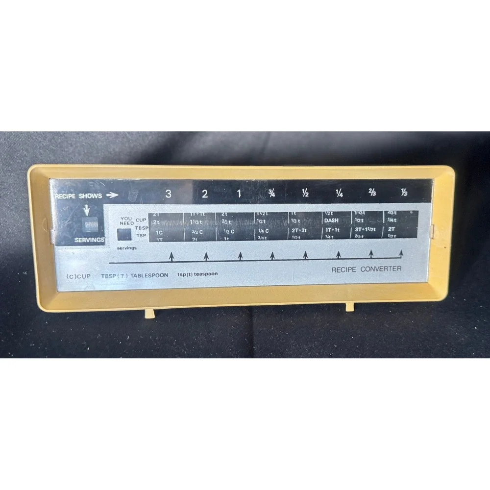 Vintage Harvest Gold Recipe Converter Manual Kitchen Slide Rule Scale Tool